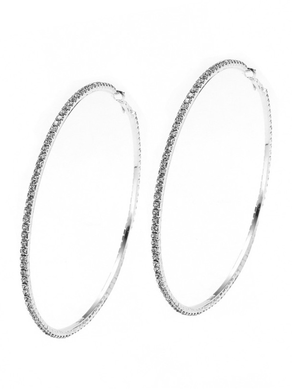Sparkling Crystal Pavé Hoop Earrings - Silver color - Picture 2 of 5